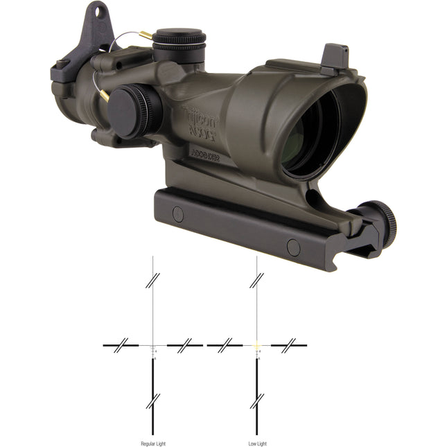 Trijicon 4x32 ACOG Mira Rifle Retícula Iluminada 1/2 MOA Corrección