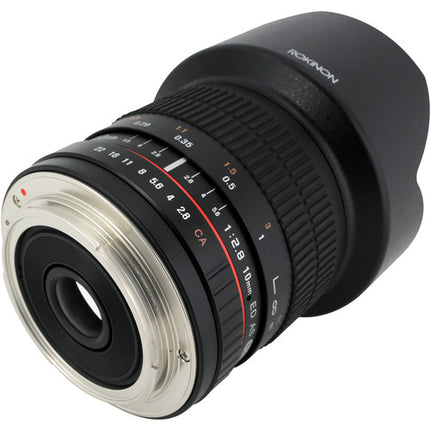 Rokinon 10mm f/2.8 ED AS NCS CS Lente para Canon Montura EF APS-C con Parasol y Estuche