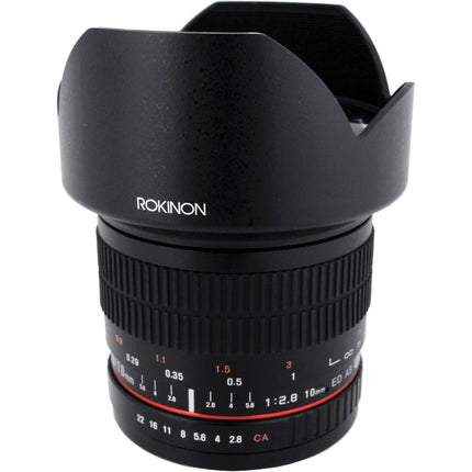 Rokinon 10mm f/2.8 ED AS NCS CS Lente para Canon Montura EF APS-C con Parasol y Estuche