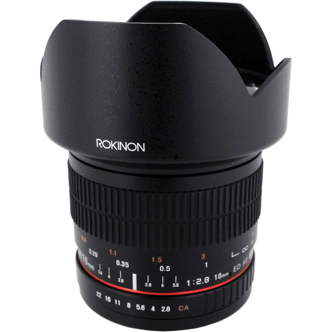 Rokinon 10mm f/2.8 ED AS NCS CS Lente para Canon Montura EF APS-C con Parasol y Estuche