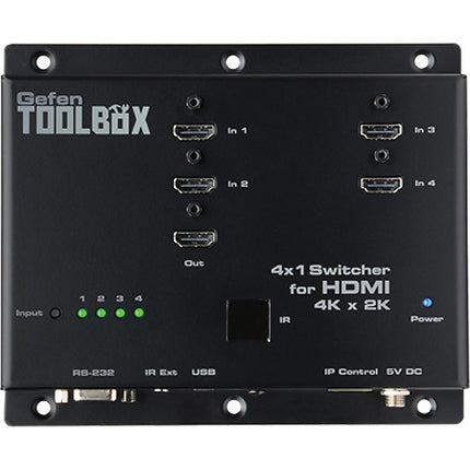 Gefen ToolBox Switch HDMI 4x1 4K UHD 3840x2160 30p Negro con Fuente