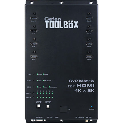 Gefen ToolBox Matriz HDMI 6x2 4K UHD 3840x2160 Control IP Negro