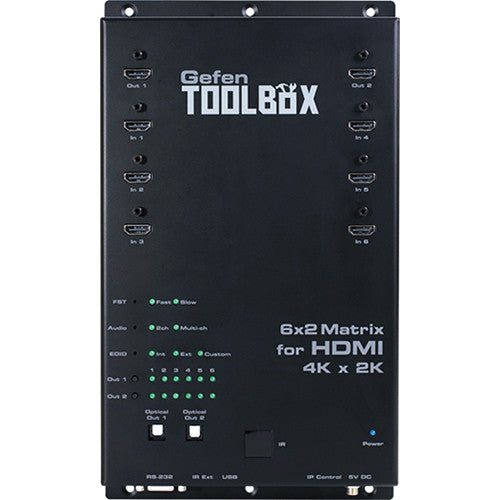 Gefen ToolBox Matriz HDMI 6x2 4K UHD 3840x2160 Control IP Negro