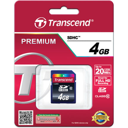 Transcend Tarjeta de Memoria SDHC 4GB Clase 10 Velocidad 10MBs