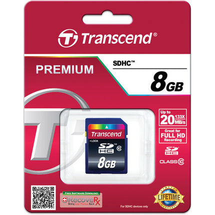 Transcend 8GB Tarjeta de Memoria SDHC Clase 10 Velocidad 10MBs Garantía Vitalicia