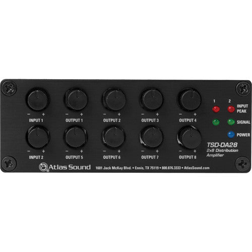 AtlasIED TSD-DA28 Amplificador de Distribución 2x8 con Soportes y Retenedores
