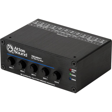 AtlasIED TSD-MIX41 Mezclador Micrófono Línea 4x1 con Accesorios