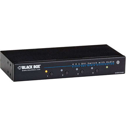 Black Box 4 x 1 Switch DVI con Audio Resolución 1920x1200 Control Remoto IR