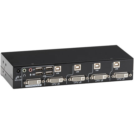 Black Box 4-Port ServSwitch DVI-D USB KVM Switch con USB y Audio Bidireccional WUXGA Full HD