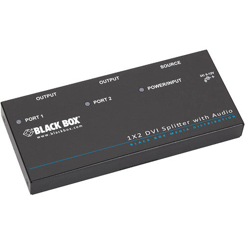 Black Box 1x2 DVI-D Splitter con Audio HDCP Soporta 1920x1200 1080p con Fuente de Poder