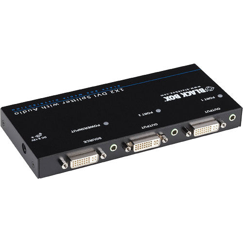Black Box 1x2 DVI-D Splitter con Audio HDCP Soporta 1920x1200 1080p con Fuente de Poder