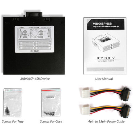 Icy Dock ToughArmor MB996SP-6SB Bahía para 6 discos 2.5 SATA 6 Gb/s Ventilador 1.57"