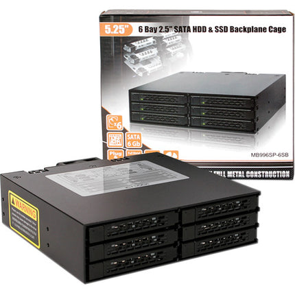 Icy Dock ToughArmor MB996SP-6SB Bahía para 6 discos 2.5 SATA 6 Gb/s Ventilador 1.57"