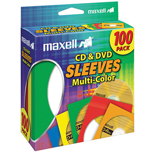 Maxell Fundas Multi Color para CD y DVD 100 unidades 5 colores