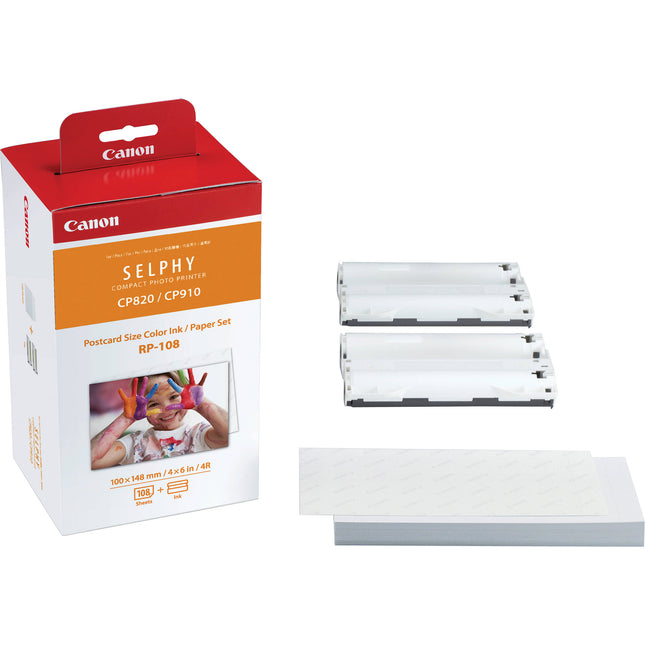 Canon RP-108 Set de Tinta e Papel Color para Impresora SELPHY CP910 108 Hojas 4x6 Pulgadas