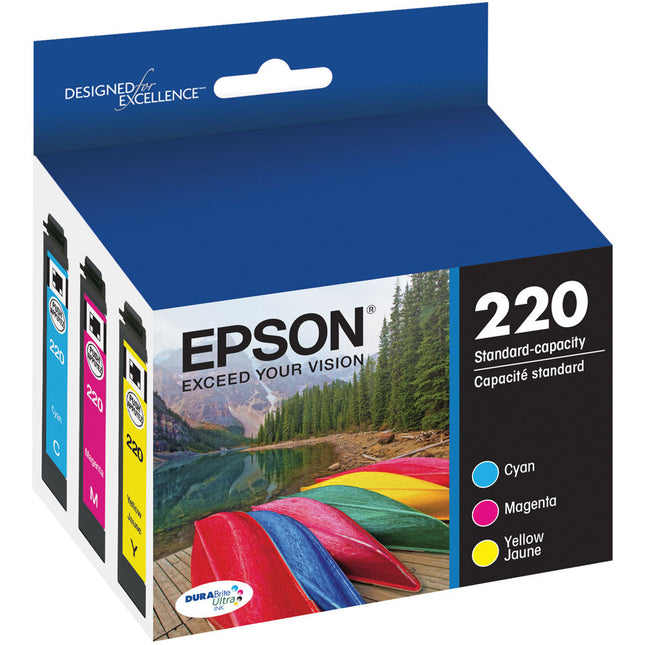Epson T220 Cartuchos de Tinta Color Durabrite Ultra Pack Multipack Cyan Magenta Amarillo Capacidad Estándar