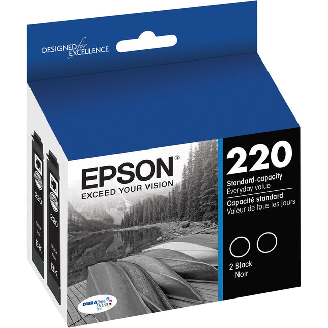 Cartucho de Tinta Negro Epson T220 DURABrite Ultra Doble Pack para Impresora WorkForce WF-2630