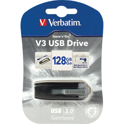 Verbatim 128GB Store n Go V3 Memoria USB 3.0 Retráctil Gris Negro