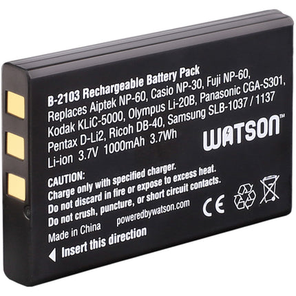 Watson NP-60 Batería de Litio Recargable 3.7V 1000mAh para Fuji y Kodak