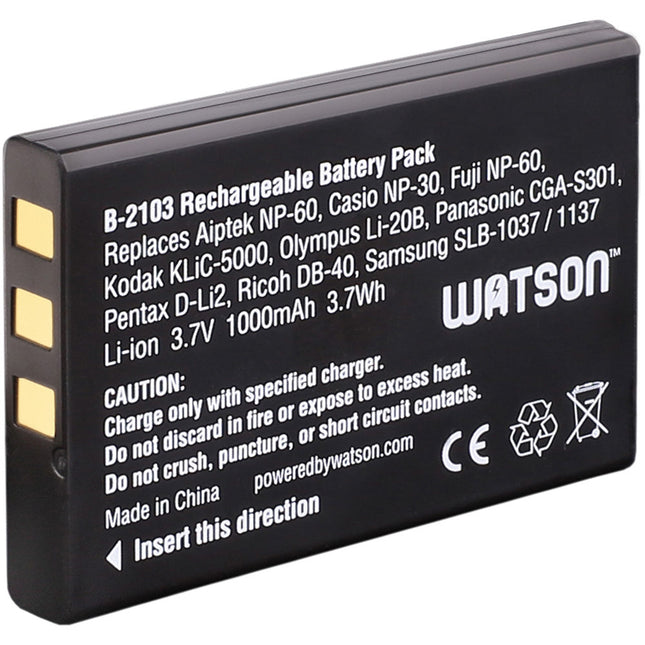 Watson NP-60 Batería de Litio Recargable 3.7V 1000mAh para Fuji y Kodak