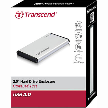Transcend StoreJet 25S3 Caja USB 3.0 para Disco SATA 2.5 Pulgadas SSD HDD