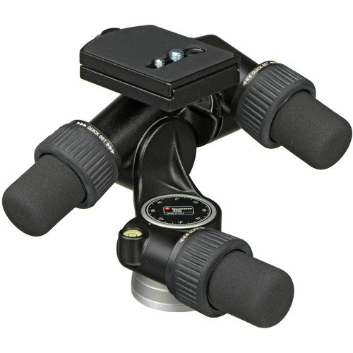 Manfrotto 405 Cabezal 3 Vías con Placa de Liberación Rápida 16.5 lb 360° Rotación