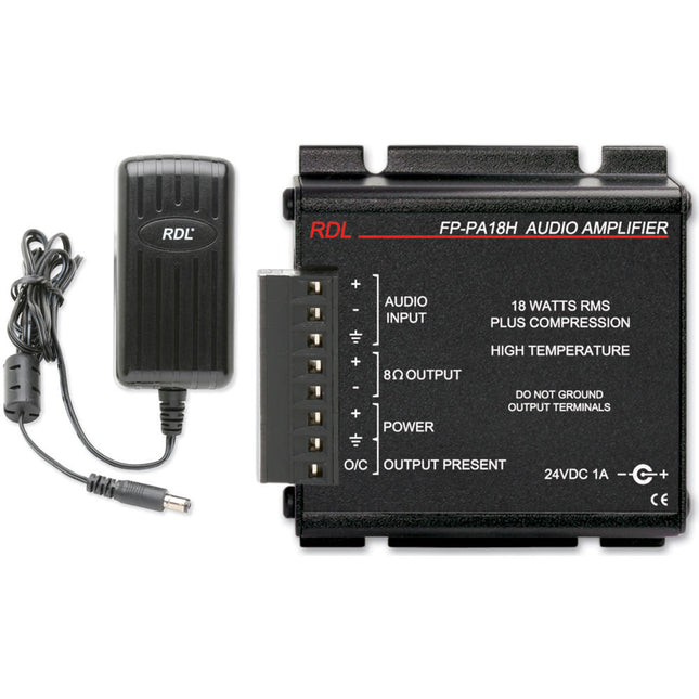 RDL FP-PA18H Amplificador de Audio Mono 18W RMS Alta Temperatura 70°C