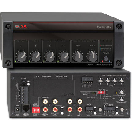 RDL HD-MA35U Amplificador Mezclador 35W 4 Canales 2 Zonas
