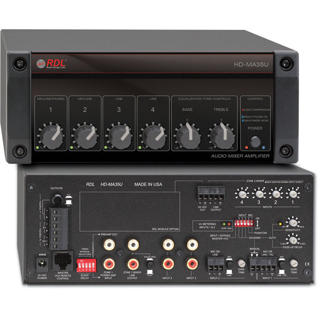 RDL HD-MA35U Amplificador Mezclador 35W 4 Canales 2 Zonas