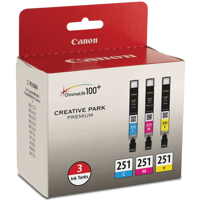Canon CLI-251 Kit de Tinta 3 Cartuchos Capacidad Estándar para Impresoras PIXMA
