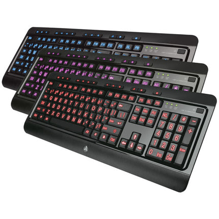 AZIO KB505U Teclado USB con Luz LED Tricolor 104 Teclas 5 Pies Cable