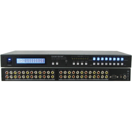 Shinybow 8x8 conmutador matriz de video compuesto y audio con control IR y RS-232