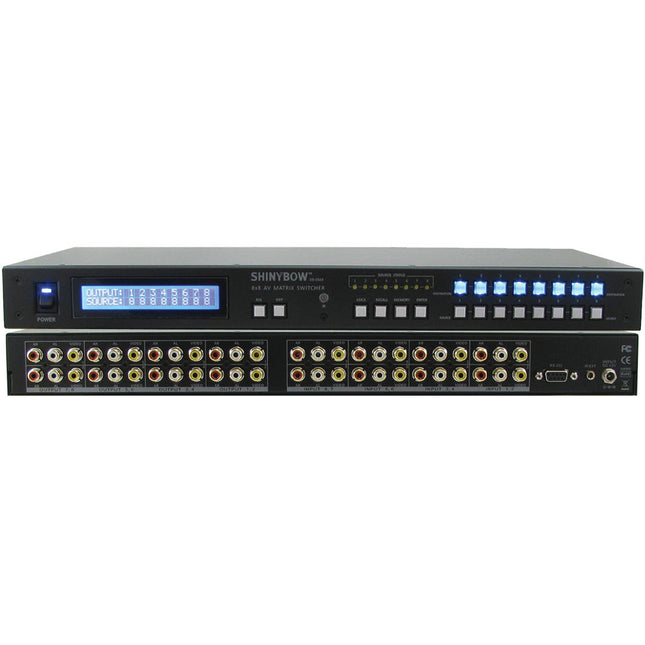 Shinybow 8x8 conmutador matriz de video compuesto y audio con control IR y RS-232