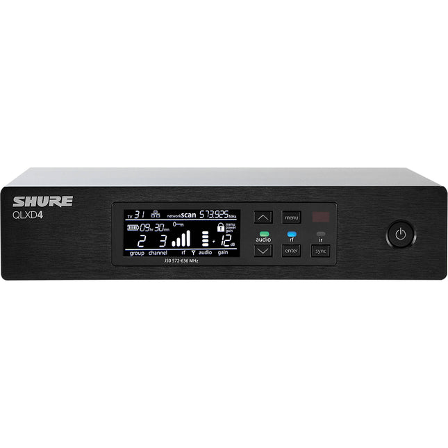 Shure QLXD4 Receptor Inalámbrico Digital 470-534 MHz 60 Canales 330 ft Alcance