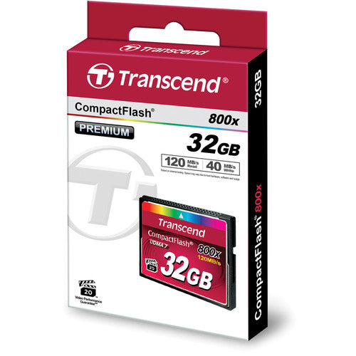 Transcend CompactFlash 32GB 800x UDMA 7 Tarjeta de Memoria 120MB/s Lectura