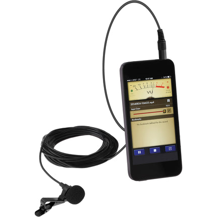 Micrófono Lavalier Polsen MO-PL1 para dispositivos móviles Cable de 3.6 m con protección contra viento y clip