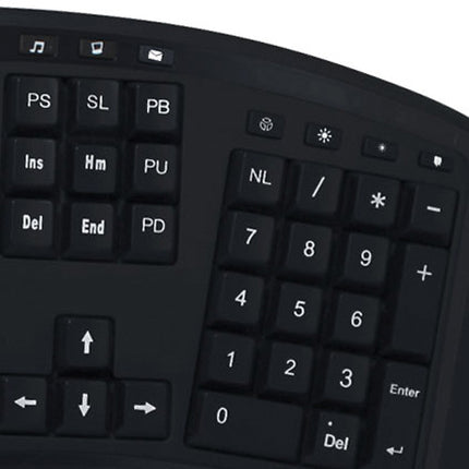 Adesso Tru-Form 150 Teclado Ergonomico Retroiluminado 3 Colores USB 105 Teclas