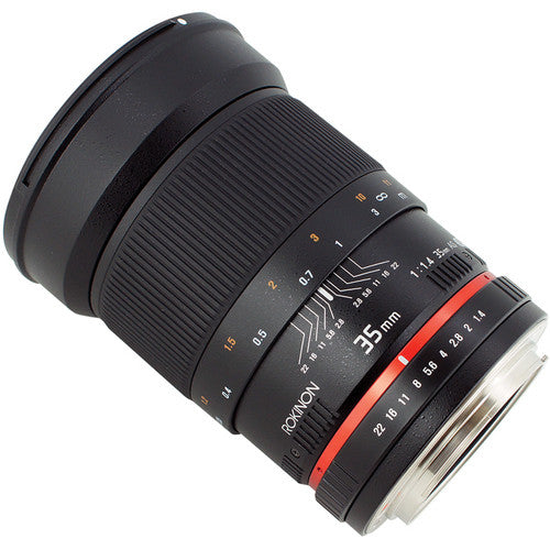 Rokinon 35mm f1.4 AS UMC Objetivo para Fujifilm X Montura f1.4 a f22 con Estuche y Parasol