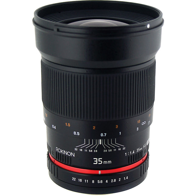 Rokinon 35mm f1.4 AS UMC Objetivo para Fujifilm X Montura f1.4 a f22 con Estuche y Parasol