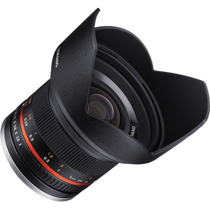 Samyang 12mm f/2.0 NCS CS Lente para Fujifilm Montura X Apertura f/2.0 a f/22 con Parasole y Estuche