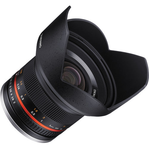 Samyang 12mm f/2.0 NCS CS Lente para Fujifilm Montura X Apertura f/2.0 a f/22 con Parasole y Estuche