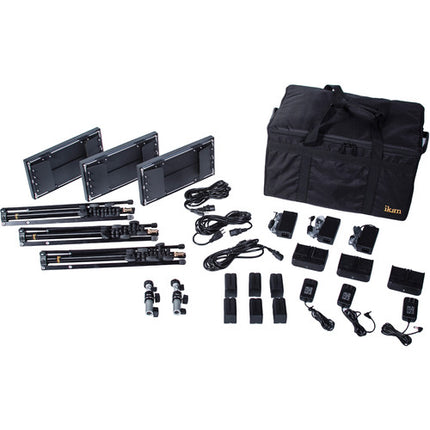 ikan IB508-v2 Kit de 3 Paneles LED Bi-Color 3200-5600K y 80 CRI con Soportes y Bolsa