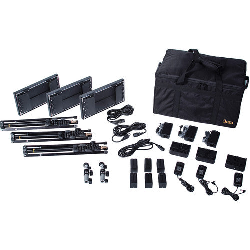 ikan IB508-v2 Kit de 3 Paneles LED Bi-Color 3200-5600K y 80 CRI con Soportes y Bolsa
