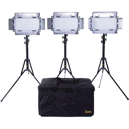 ikan IB508-v2 Kit de 3 Paneles LED Bi-Color 3200-5600K y 80 CRI con Soportes y Bolsa