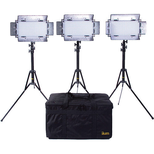 ikan IB508-v2 Kit de 3 Paneles LED Bi-Color 3200-5600K y 80 CRI con Soportes y Bolsa