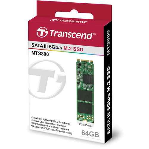 Transcend 64GB MTS800 SSD Interno M.2 SATA III 560 MB/s Lectura 460 MB/s Escritura