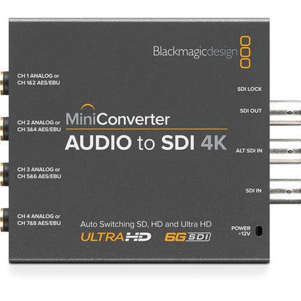 Blackmagic Design Mini Converter Audio a SDI 4K 6G-SDI 24-Bit 48kHz con Fuente 12V