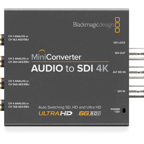Blackmagic Design Mini Converter Audio a SDI 4K 6G-SDI 24-Bit 48kHz con Fuente 12V