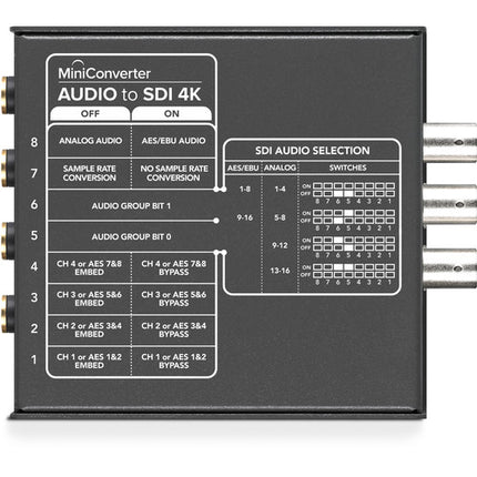 Blackmagic Design Mini Converter Audio a SDI 4K 6G-SDI 24-Bit 48kHz con Fuente 12V
