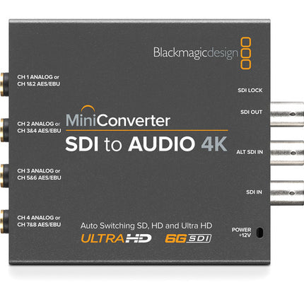 Blackmagic Design Mini Converter SDI a Audio 4K con Entrada 6G-SDI y 4 Salidas de Audio